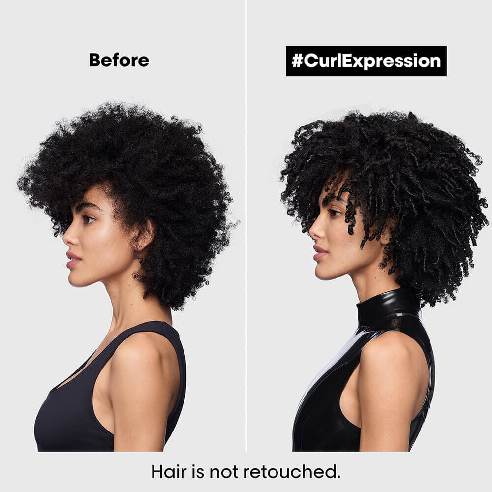 Curl Expression avant après cheveux afro — volume et définition des boucles sans retouche