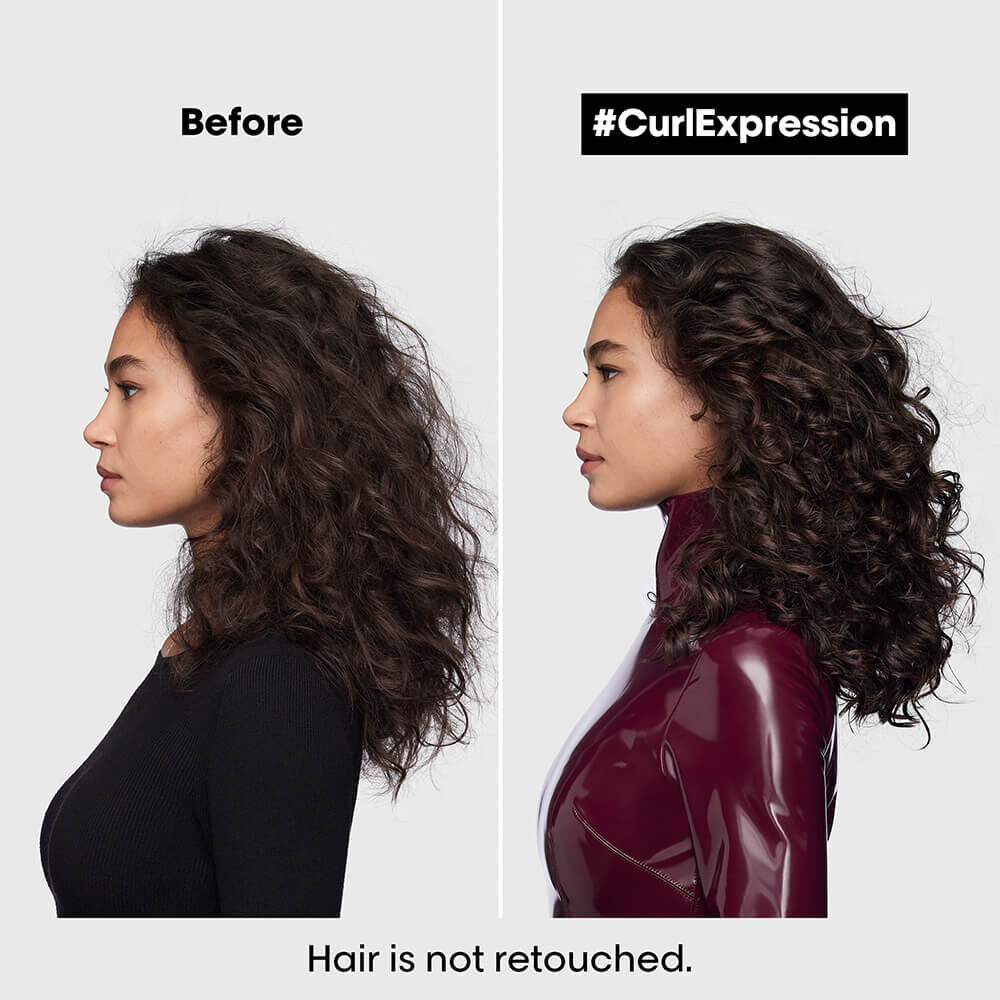 Curl Expression avant après cheveux ondulés — boucles définies et brillantes sans retouche